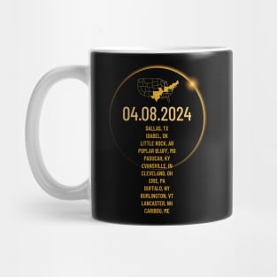 USA Cities States Totality April 8, 2024 Total Solar Eclipse Mug